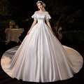 White Wedding Dress 2022 New Bride Master Wedding Dress High-quality  Summer Satin Retro Light Dress Large Size Tail