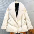 2023 Winter New High-end Whole One Piece Real Mink Fur Collar Women's White Goose Down Jacket Regular Suit Collar Down Jacket