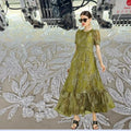 Floral Lace Beaded Round Neck Short Sleeve Dress for Daily Party Wedding