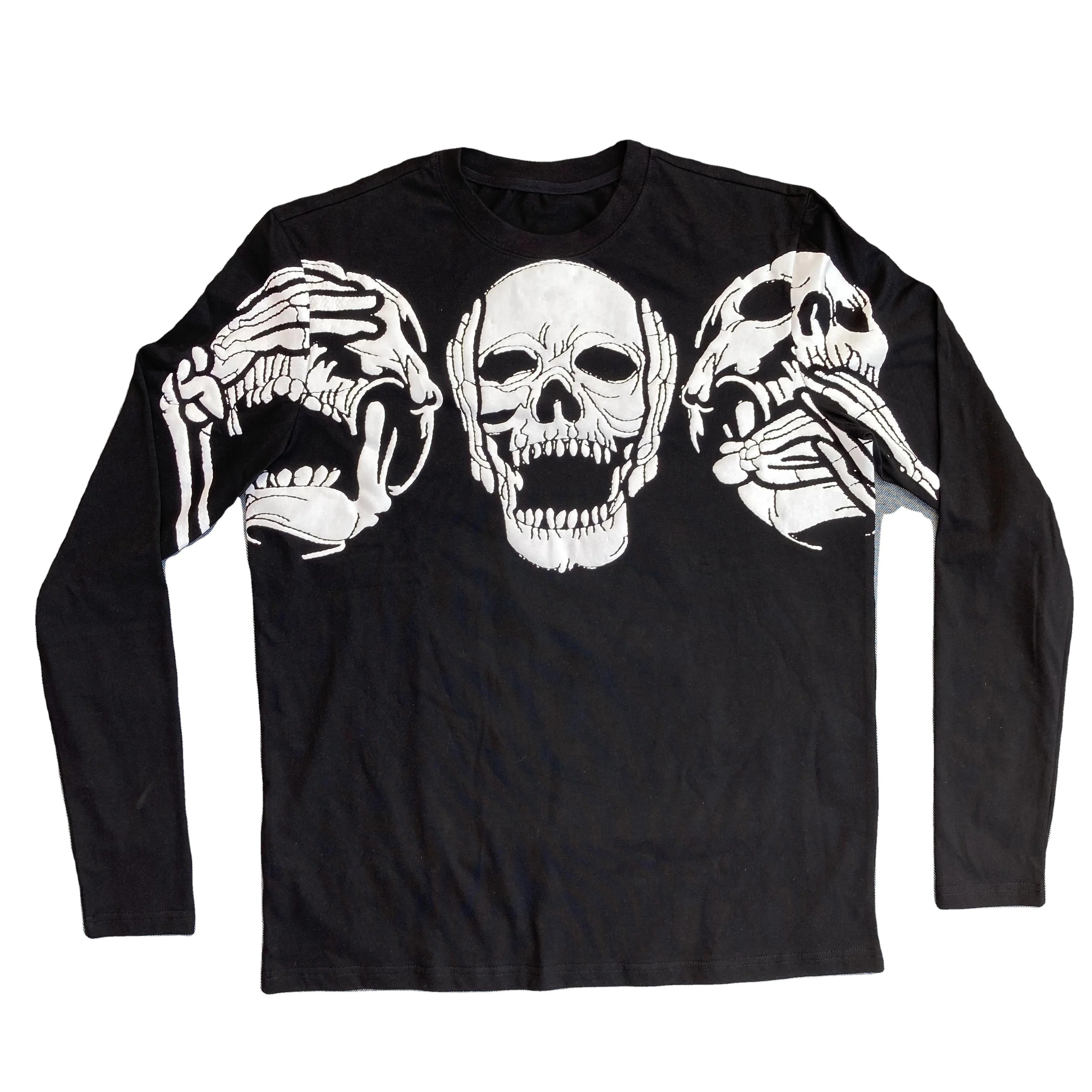 DENIMGUYS Men's Clothing Custom Puff Print Graphic Loose Fit Oversized Long Sleeve Men T Shirt