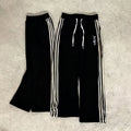 Custom Double Waist Design Baggy Streetwear French Terry Cotton Oversized Stripped Straight Wide Leg Flared Men's Sweatpants
