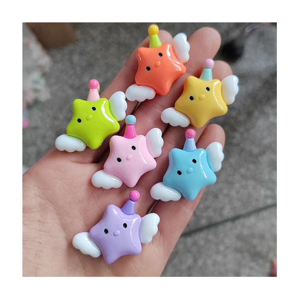 Korean Style Cute Star Resin Cabochon Flatback Charms for DIY Hair Clips Accessories Materials