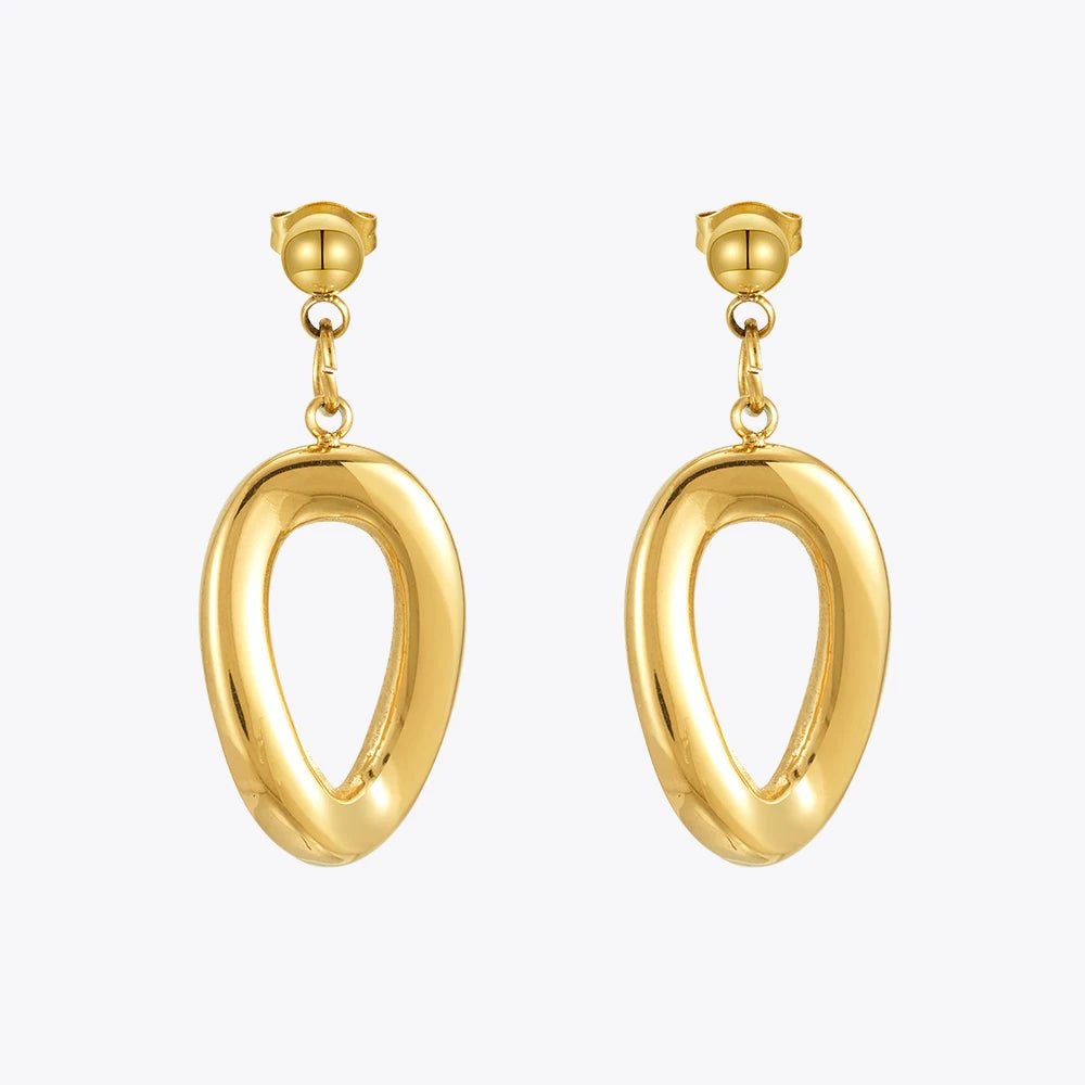 18K Gold Plated Stainless Steel Jewelry Irregular Oval Drop Earrings Waterproof for Women Gifts Earrings E241617