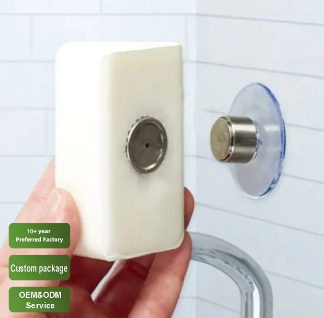 Bathtub Bar Soap Accessories Metal Stainless Steel Wall Mounted Suction Magnet Soap Rack Dish Sucker Magnetic Soap Holder