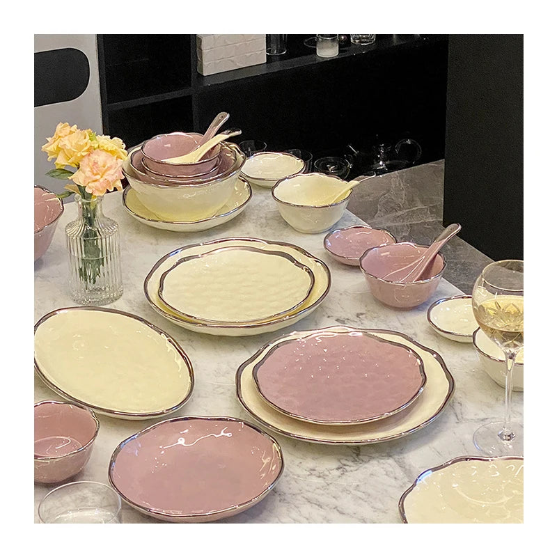 Gift Box Dinner Dinnerware Set for 2 People White Ceramic Plate Dishes With Chopsticks Wedding Hotel Porcelain Luxury Dinnerware