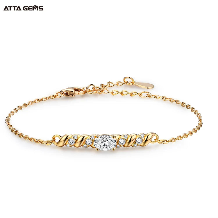 ATTA-Factory Wholesale D Color Moissanite Bracelet Bracelet 18k Gold Plated Moissanite Tennis Bracelet With GRA Certificate