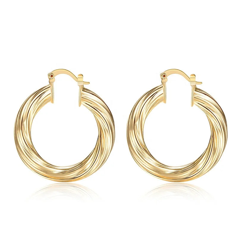 Wholesale 18K Gold Plated 35mm Diameter Big Gold Hoop Earrings