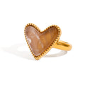 J&D Women's Luxury Vintage Open Ring 18K Gold Plated Stainless Steel Afghan Jade Adjustable for Engagement & Party