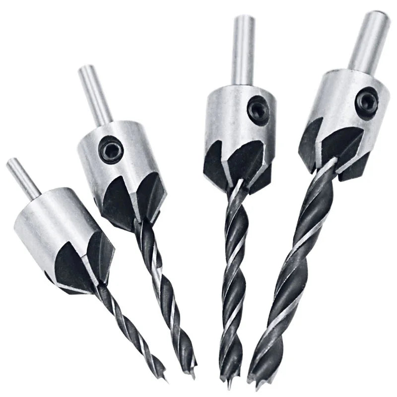 4 Pcs Flute Hss Countersink Drill Bit Set Carpentry Reamer Woodworking Chamfer Tool 3-6mm End Milling Screw Hole Wood Drill Bit