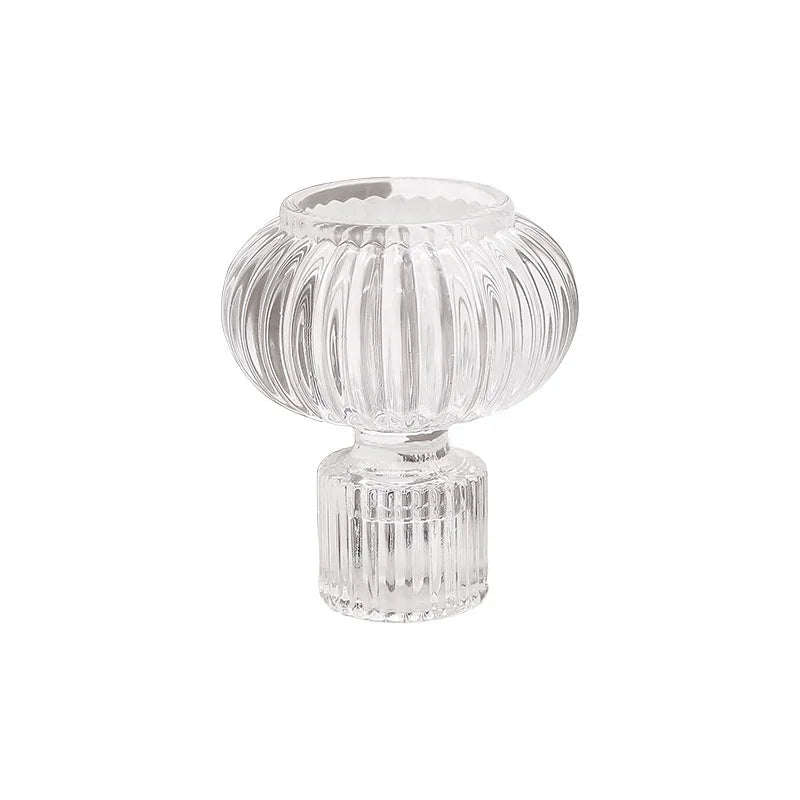 Transparent Crystal Glass Lantern Candlestick French Light Luxury Romantic Table Decoration Props
