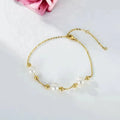 YFN Jewelry Design 7+2 Inch 14K Solid Gold Chain 4mm Gold Bead 8mm Freshwater Pearl Chain Bracelet