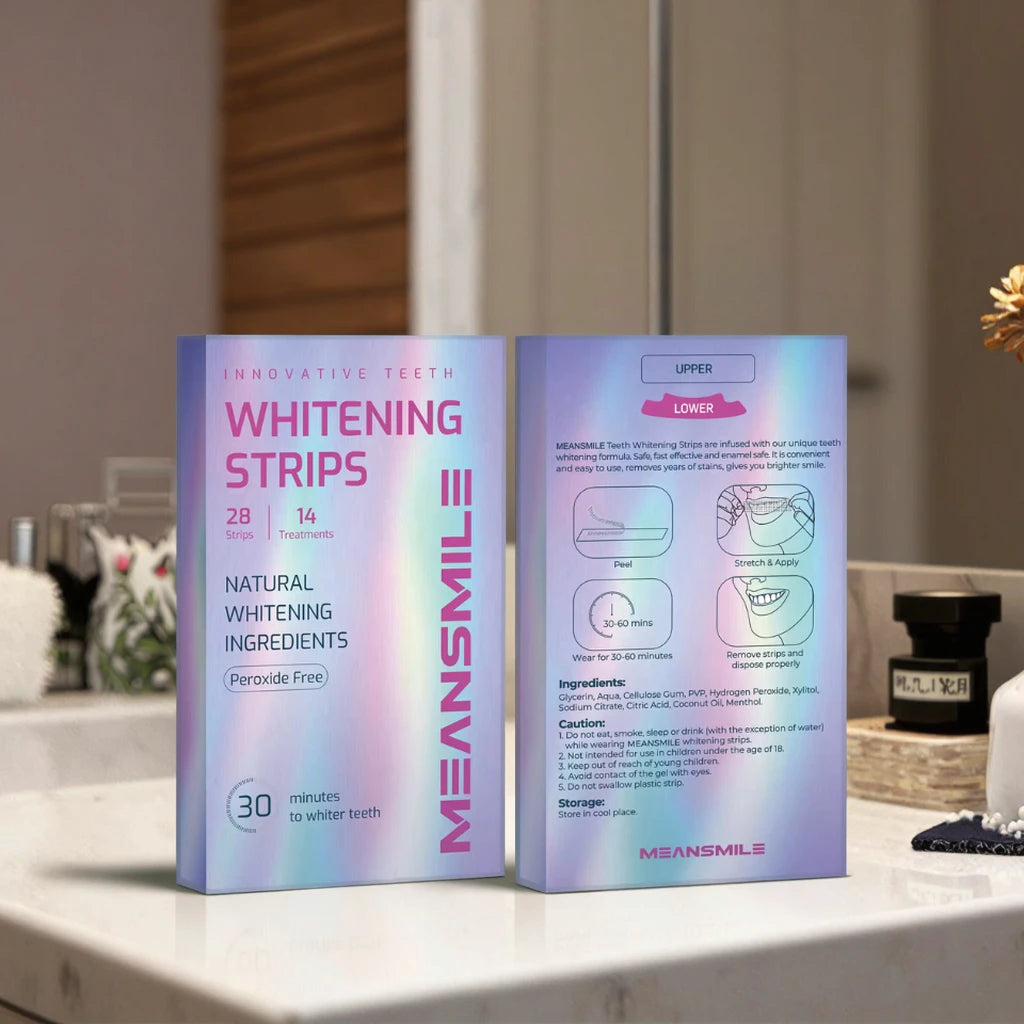 Fruity Green Teeth Whitening Strips 14 Pouches Peroxide-Free Deep Stain Remover Tooth Whitener