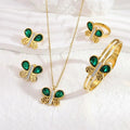Gemstone Butterfly Set Colorful Zircon Diamond Bracelet Set Wedding Accessories Gift Stainless Steel Jewelry Set for Women