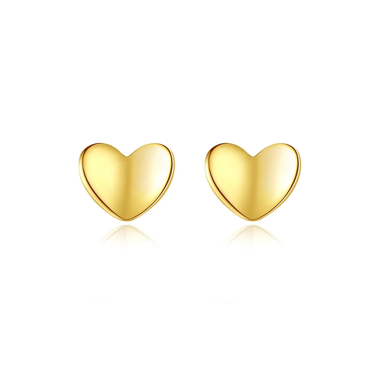 QS302 Simple Silver Stud Earrings Gold Plated Heart Shape Cute Earrings Women