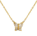 Butterfly Charm Zirconia Necklace 18K Gold Stainless Steel Necklace for Women