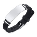 Customizable Stainless Steel Silicone Wristband Bracelets Adjustable Blank Plate Bar Rubber Fashionable Engravable