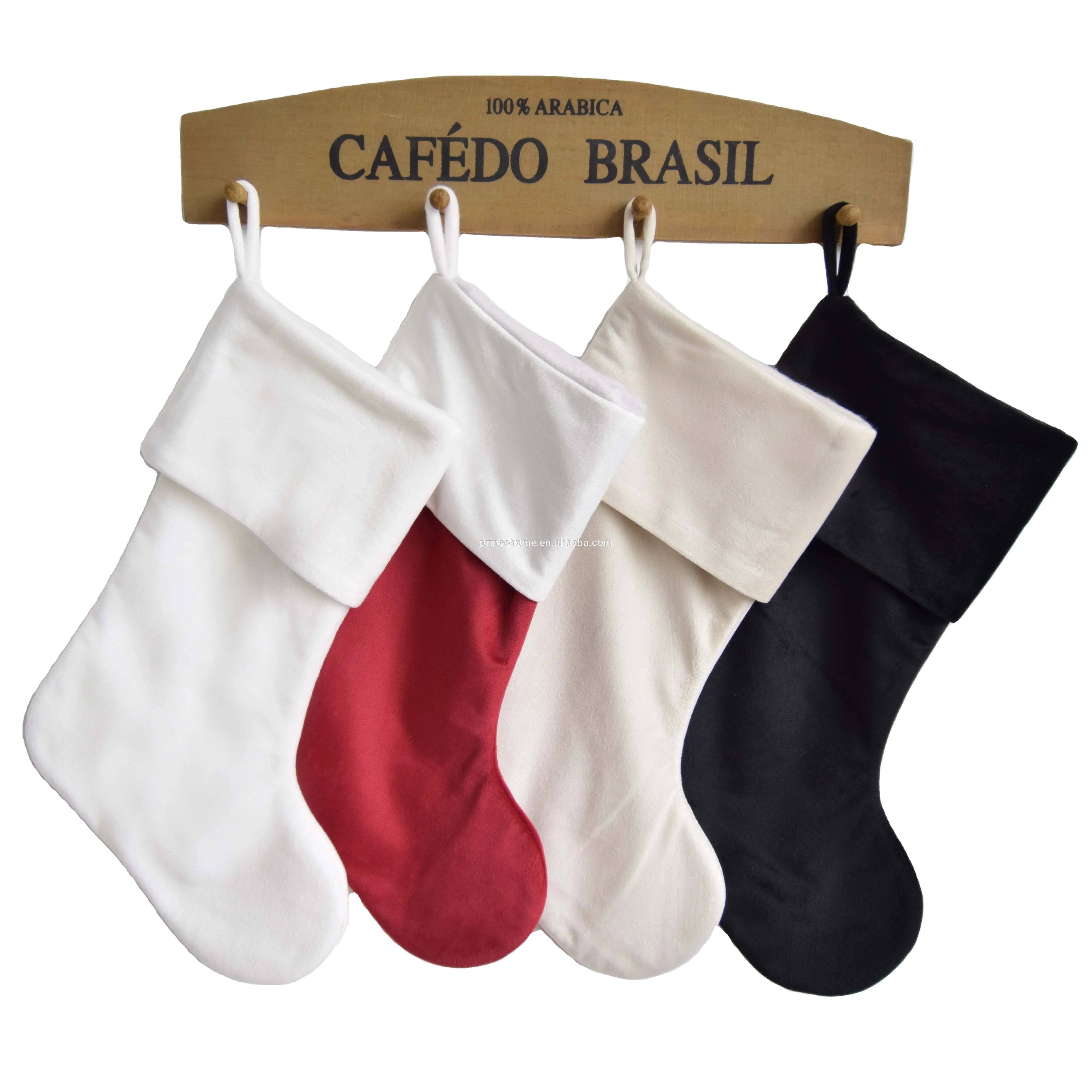 White Red Black Velvet Christmas Stocking With Diamond Quilted Cuff
