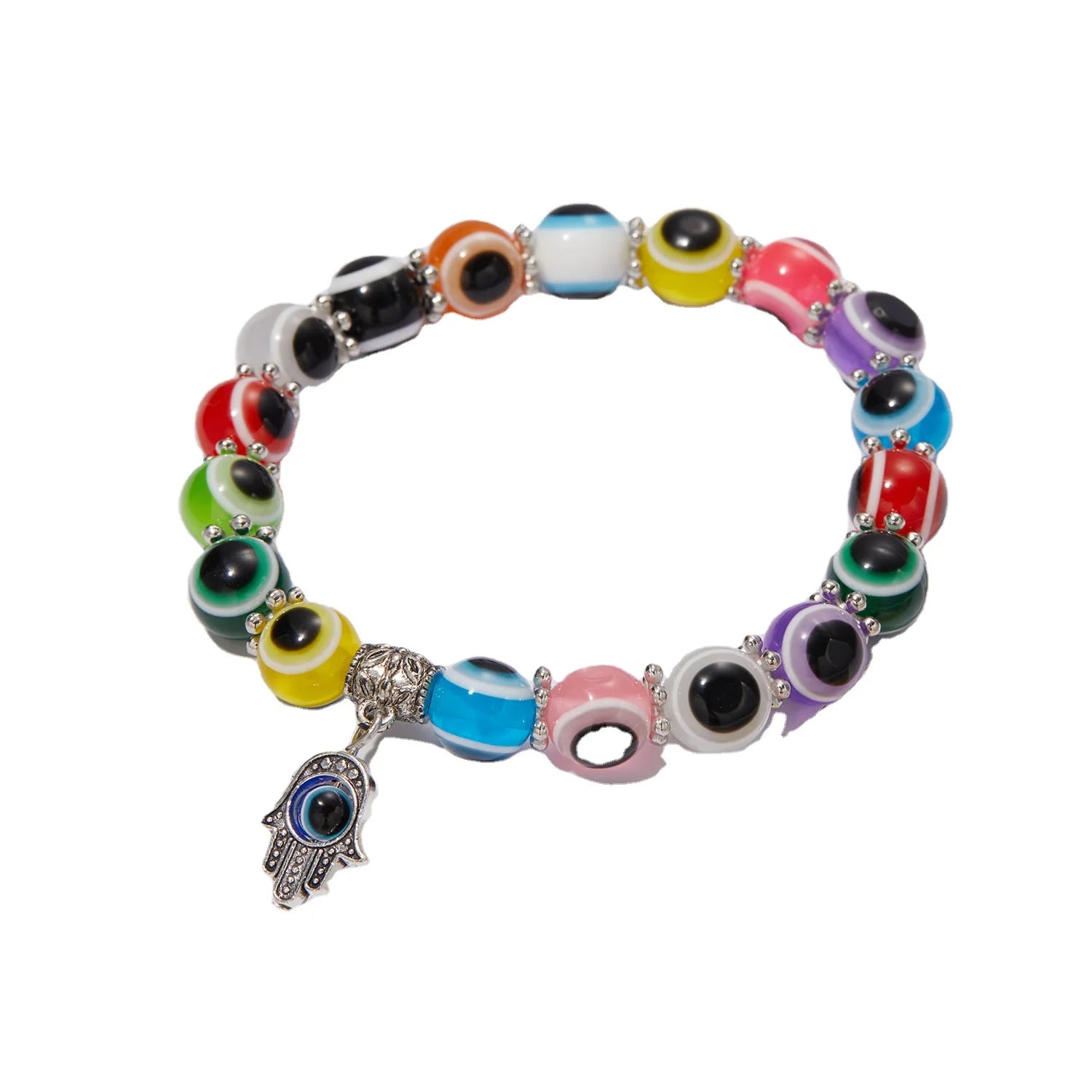 Rinhoo Turkish Evil Bracelet Charm Hamsa Hand Lucky Blue Eye Beads Bracelets for Women Men Elastic Rope Jewelry Pulseras