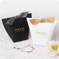 Custom Logo Gold Foil White Black Mini Birthday Wedding Favor Gift Paper Chocolate Candy Box With Bowknot