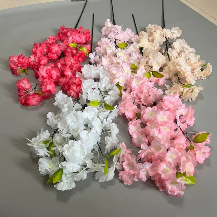 S826  Wholesale Long Stem Sakura Branch Fake Flowers Silk Floral Artificial Cherry Blossom Branches for Wedding Tree Party Decor