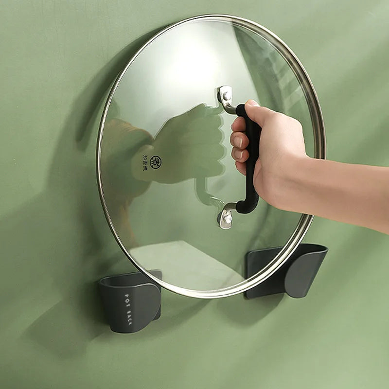 Wall Mount Pot Lid Phone Holder Storage Holders Kitchen Pan Cover Organizer Pot Cover Holder