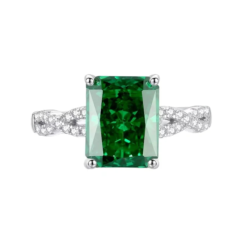 Emerald Cut Bridal Set in 925 Sterling Silver Wedding Ring Set November Birthstone Ring Set