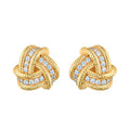 14k Gold Plated 925 Sterling Silver Love Zircon Knot Stud Earrings Woman