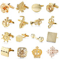 Elegant Solid Gold Fashion Plum Design Black Rhinestone Man Metal Cufflink