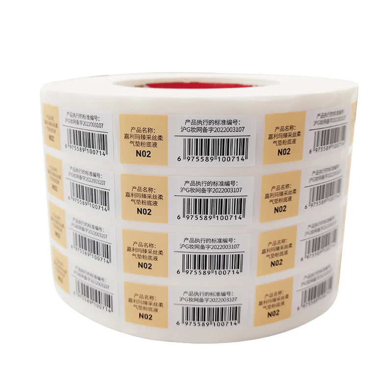 Custom Logo Waterproof Adhesive Makeup Sticker Label Roll Cosmetic Product Package Bottle Labels