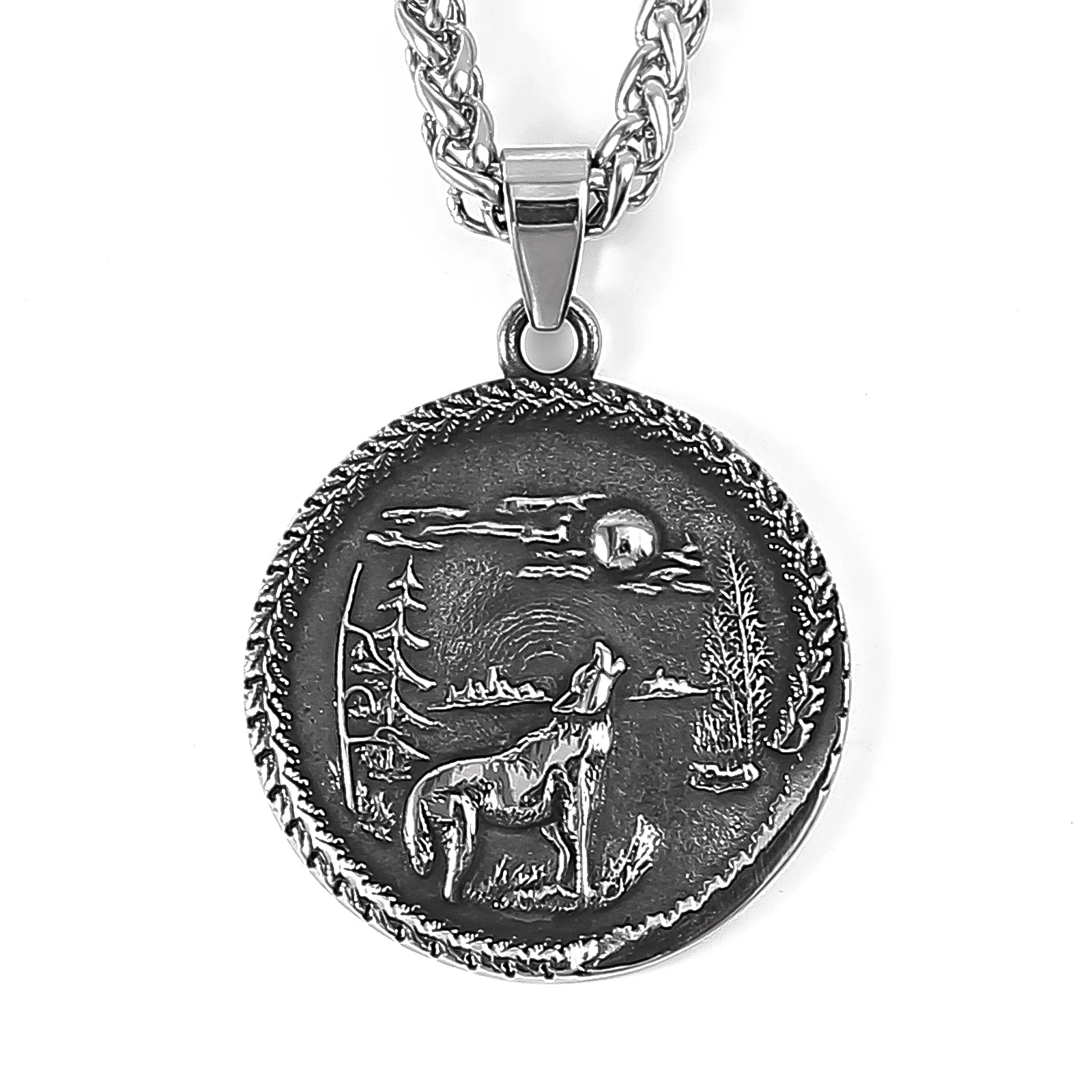 Viking Souvenir Stainless Steel Necklace Men's Viking Necklace Norse Myth Wolf Pendant Necklace Viking Jewelry