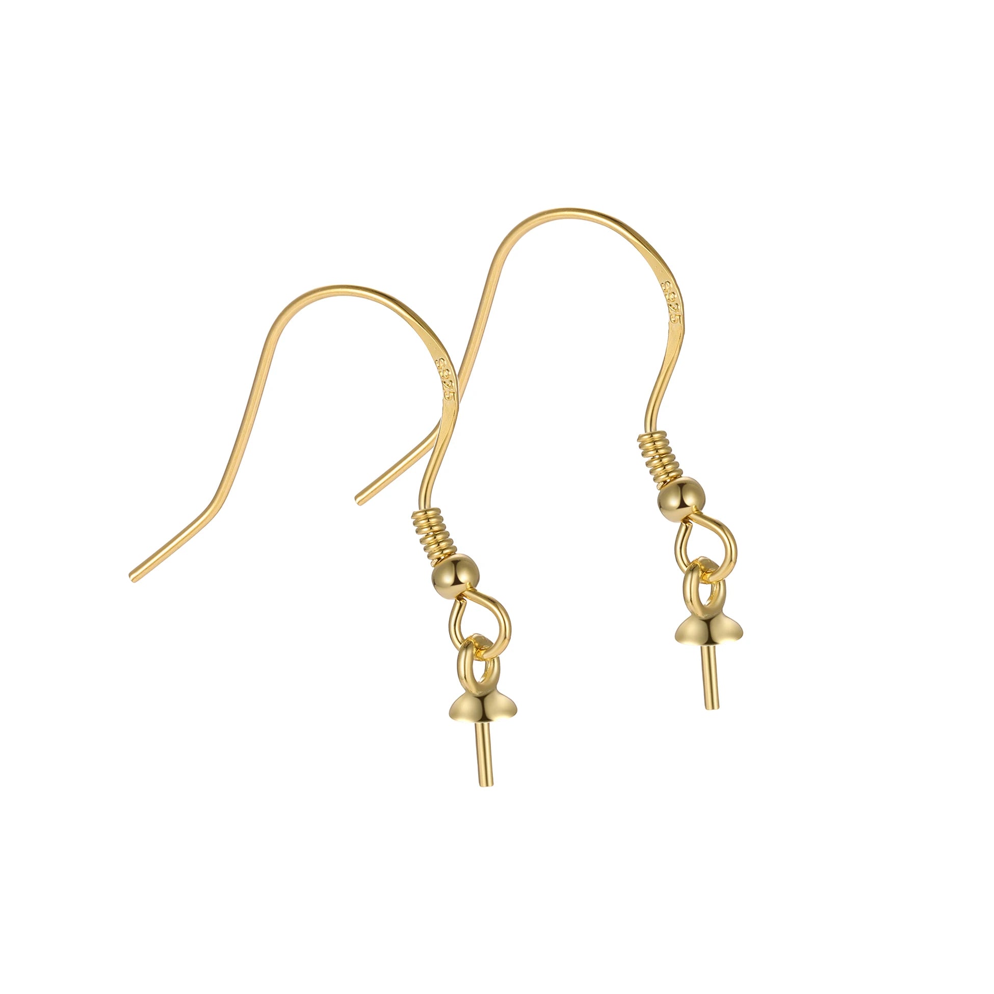 Wholesale 925 Sterling Silver Accessories Simple Earrings Wire Hooks for Jewelry Making 18K Gold Plated