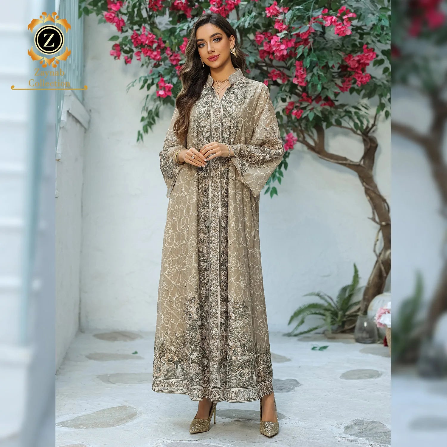 Zaynab Elegant Abaya Kaftan Abaya Islamic Clothing Turkish Women Muslim Dress Nada Women Elegant Abaya