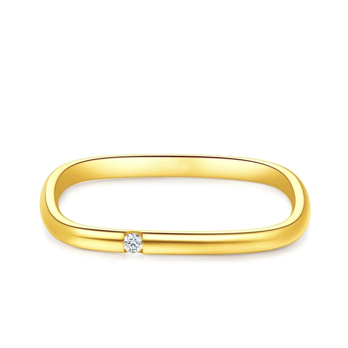 Minimalist Stainless Steel Silver/Gold/Blue/Black Color Rectangle Shaped Clear Zircon Engagement Eternity Band Rings
