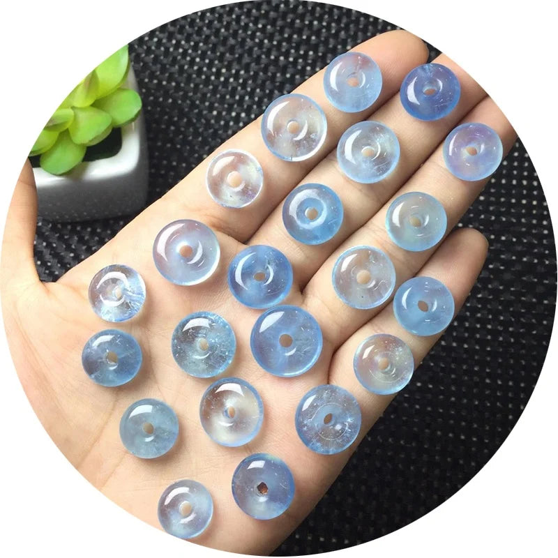 Wholesale Natural Quartz Crystal Pendant Aquamarine Donut for Making Necklace Pendant