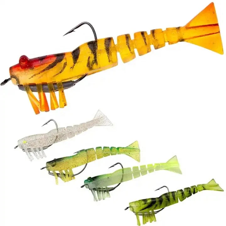 95mm/8.5g Lead Head Single Hook Soft Fishing Lures with Noise Ball Multi Jointed Shrimp Soft Bait