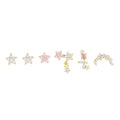 Fashion Jewelry Sweet Simple Set Earrings 18K Gold Plated Brass Earrings Hot Selling Flower Zircon Six-Piece Earrings for Women