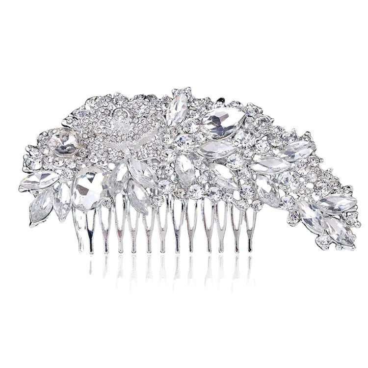 Luxury Crystal Bridal Hair Comb Silver Rhinestone Wedding Jewelry American Style Factory Custom Hair Accessories Party Use