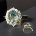 A3801 Abiding Fine Jewelry Custom Natural Gemstone Women 925 Sterling Silver Oval 8x10mm Green Moss Agate Ring