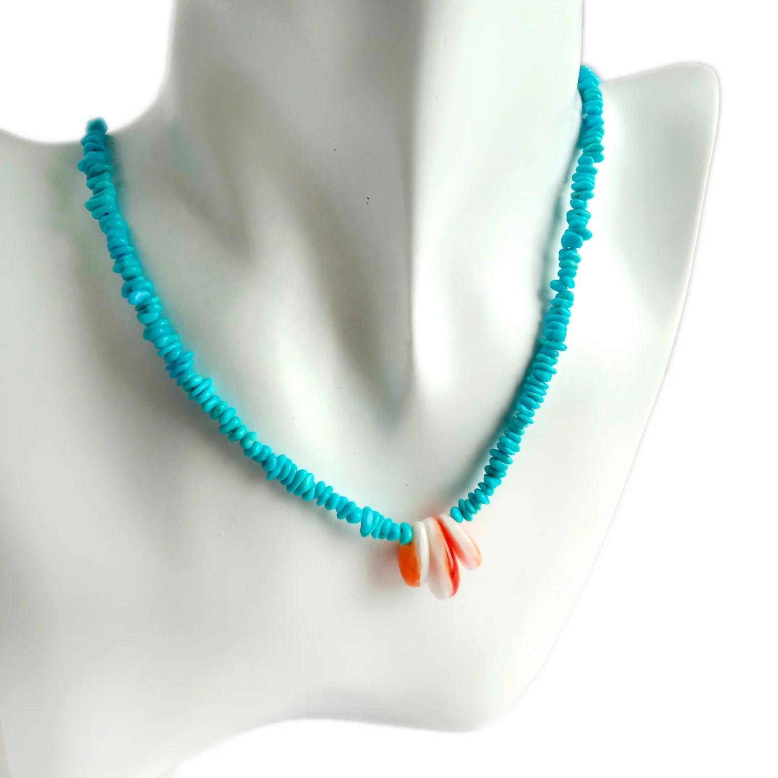 Natural Spiny Oyster with Turquoise necklace  Artisan gemstone necklace Gift for Woman
