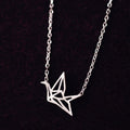 925 Sterling Silver Paper Crane Necklace Pendants for Women Fashion Lady Festival Gift Jewelry