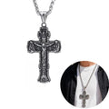 Antique Water Proof Stainless Steel Christianity Orthodox Religious Jesus Crucifix Cross Pendant Necklace for Church