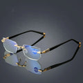 Custom Cut Out Edge Rectangle Rimless Prescription Glasses Frame Blue Light Blocking Old People Reading Optical Glasses