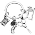 I Love Sewing Machine Scissors Keychain Tape Button Ruler Dress Pendant Costume Designer Tailor Mother's Day Gift Key Chain