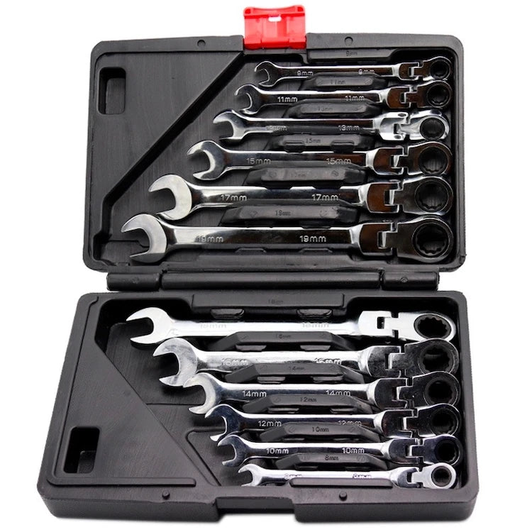 STURDY 12-in-1 Carbon Steel Hexagon Flexible Double-End Combination Torque Spanner Kit 250lb-ft Capacity Metric 3-Year Warranty
