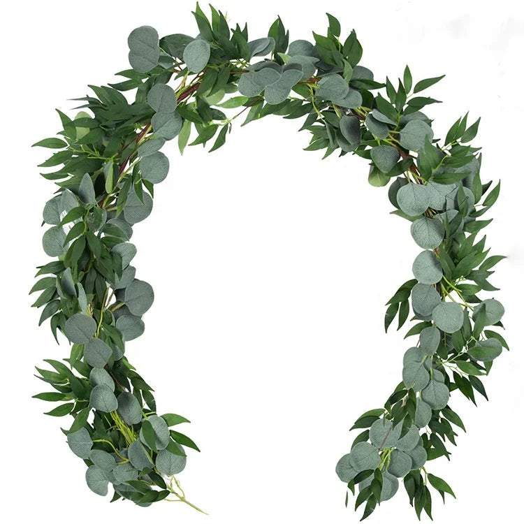 N-0023 Greenery Branches Floral Faux Artificial Silk Eucalyptus Leaves Garland