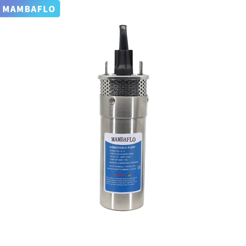 MAMBAFLO SPX-8 STAINLESS STEEL 12V DC High Flow Diaphragm Submersible Solar Deep Well Pump 30M LIFT 100M for Agriculture