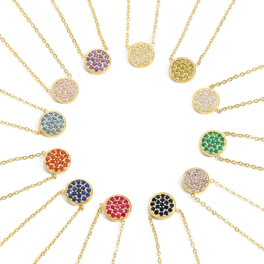 EManco Stainless Steel Birthstone Necklace Women Minimalist Dainty Necklace Shine Small Rhinestone Birthstone Chain Necklace