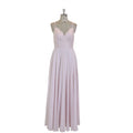 TEENYEE Durable V-Neck Cross Back Pink Bridesmaid Dress Long Lace Evening Dresses Women Lady Elegant
