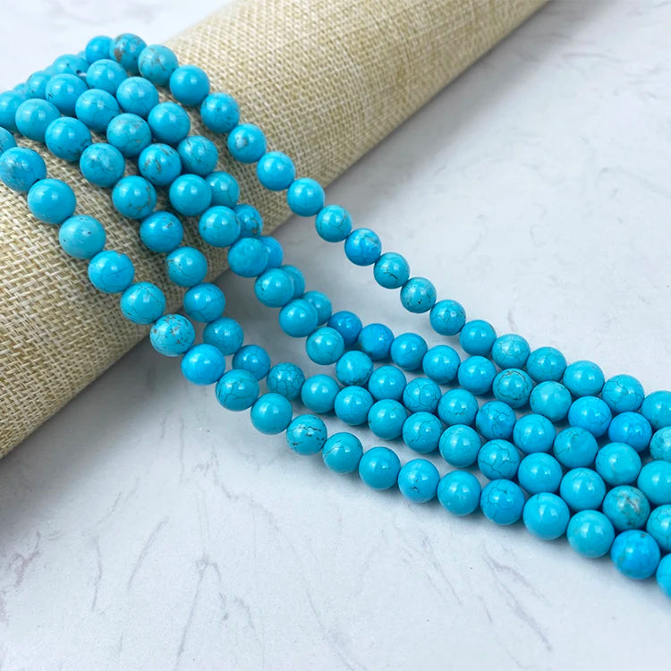 6mm 8mm 10mm Turquoise Real Bracelets With Charms Round Natural Stone and Crystal Craft Beads for Jewelrynatural