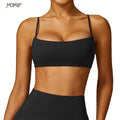 Yoke Women's Sports Bra Breathable Gym Yoga Set with Charming Curves Built-In Elastic Support for Bust Plunge Style